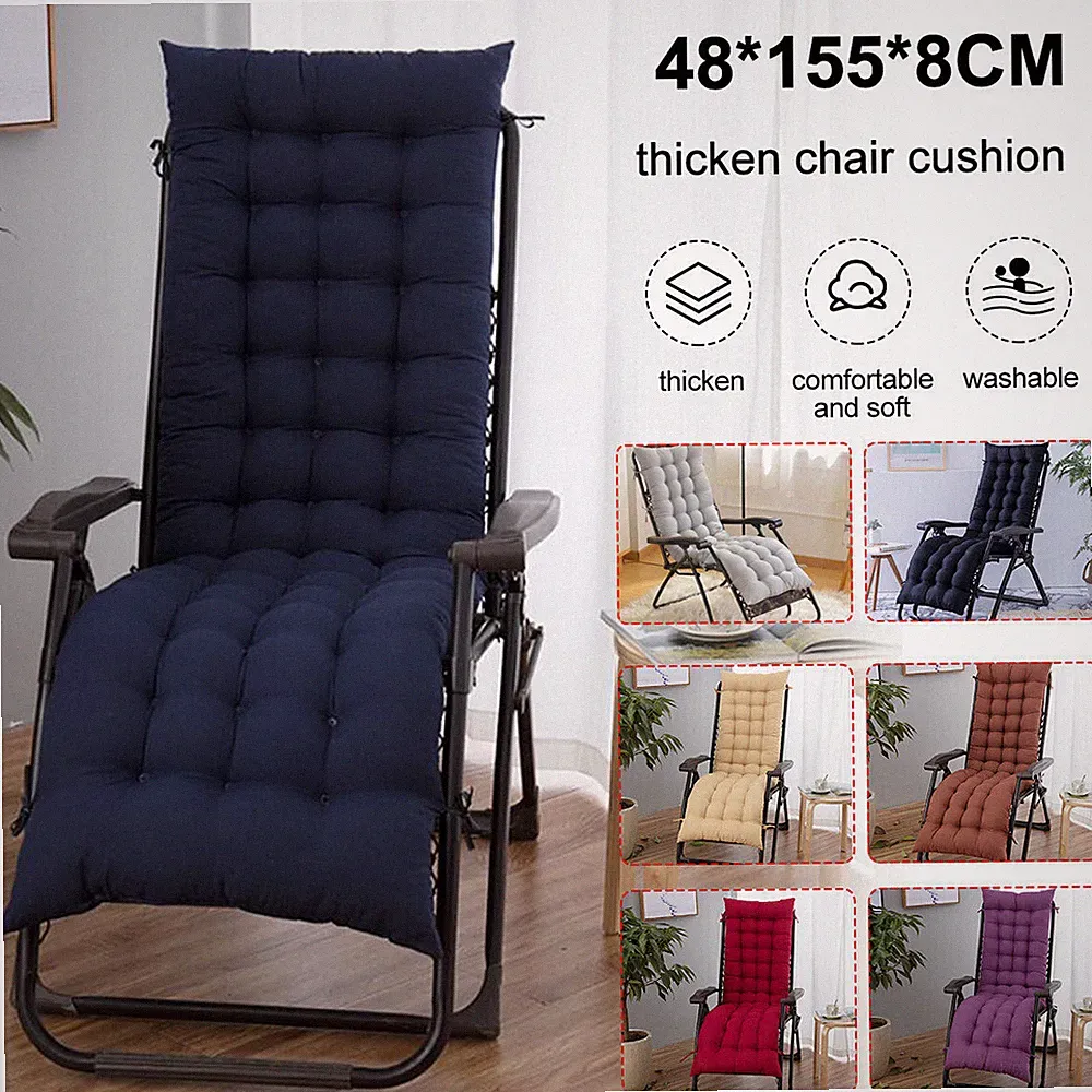 61" Deck Chair Cushion High back Lounge Tufted Chaise Padding Indoor Recliner