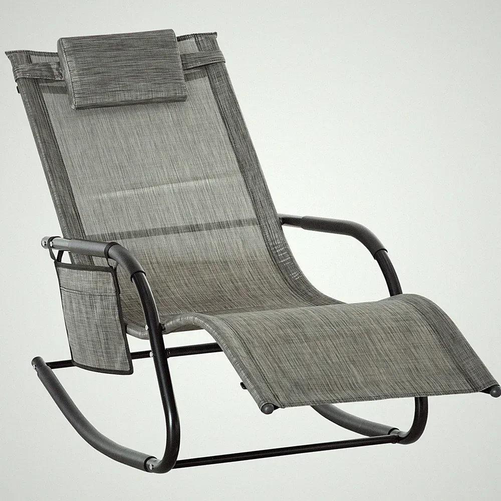 Breathable Mesh Rocking Chair Patio Rocker Lounge for Indoor & Outdoor Recliner