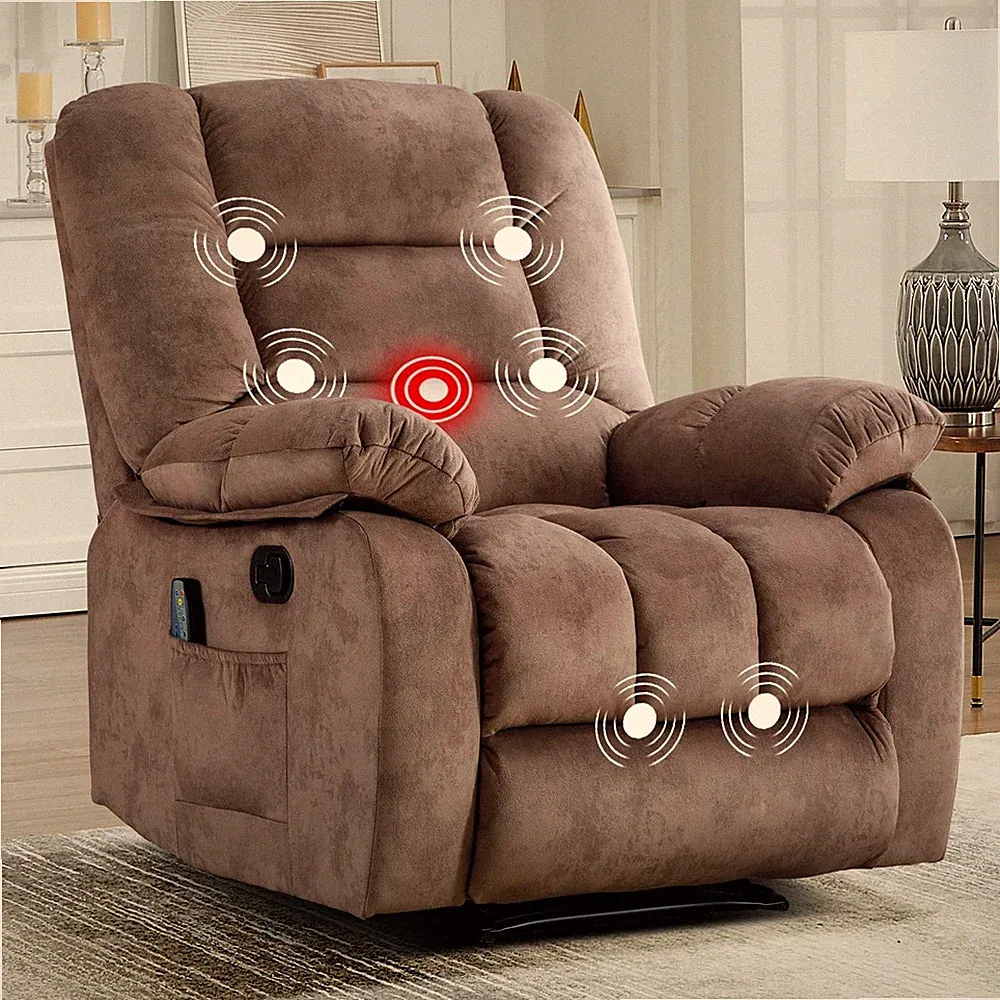 Canmov Manual Recliner Chair with Vibration Massage and Heat for Living Room
