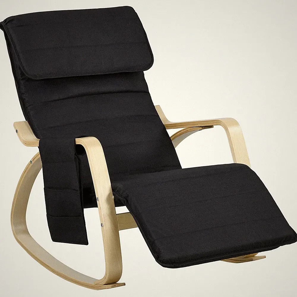 HOMCOM Rocking Chair Recliner Armchair with Adjustable Footrest, Black