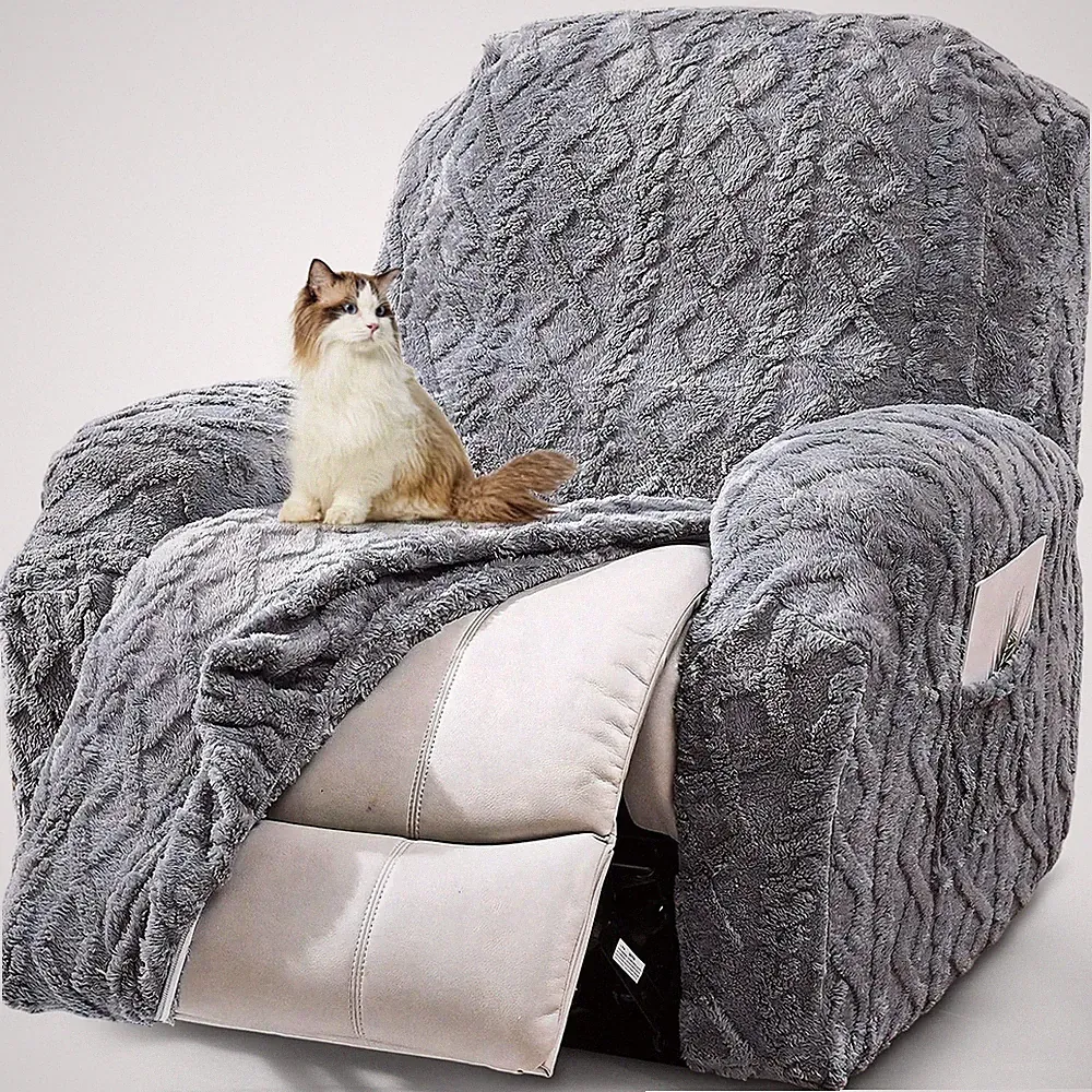Recliner Chair Covers 4-Pieces Reclining Chair Slipcovers with Pocket& Elasti...
