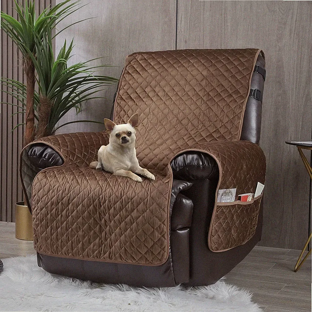 Velvet Recliner Covers Non Slip Waterproof Large Recliner Chair Covers for Le...
